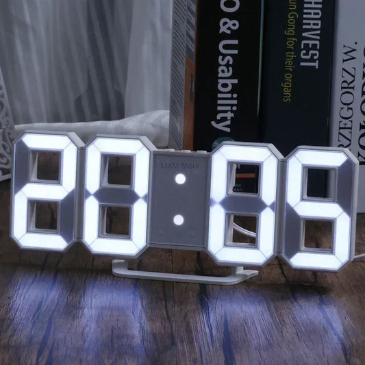 3D LED Digital Clock Wall Decor For Bedroom Night Glow
