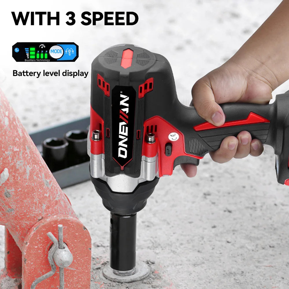 ONEVAN Brushless Electric Impact Wrench 1800 Nm Torque Cordless Tool A Stepless Speed Switch 0 To 7200 IPM-A