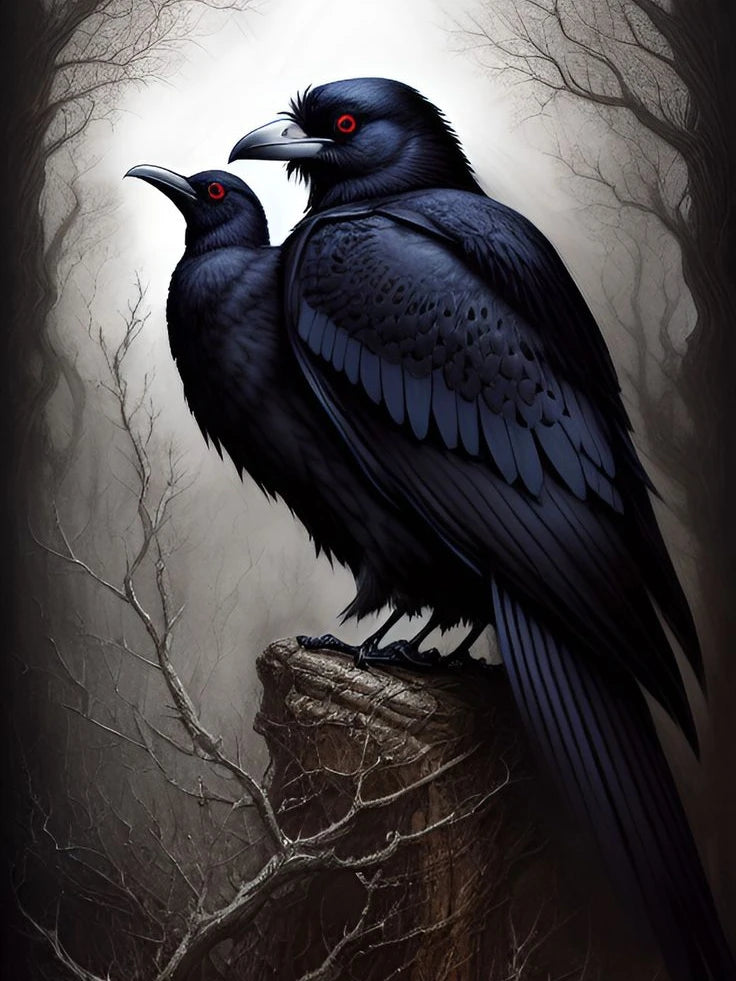 Skull And Crow 5D Diamond Painting Mural DIY Wall Decor Full Coverage With 30 To 45 Color Range-A