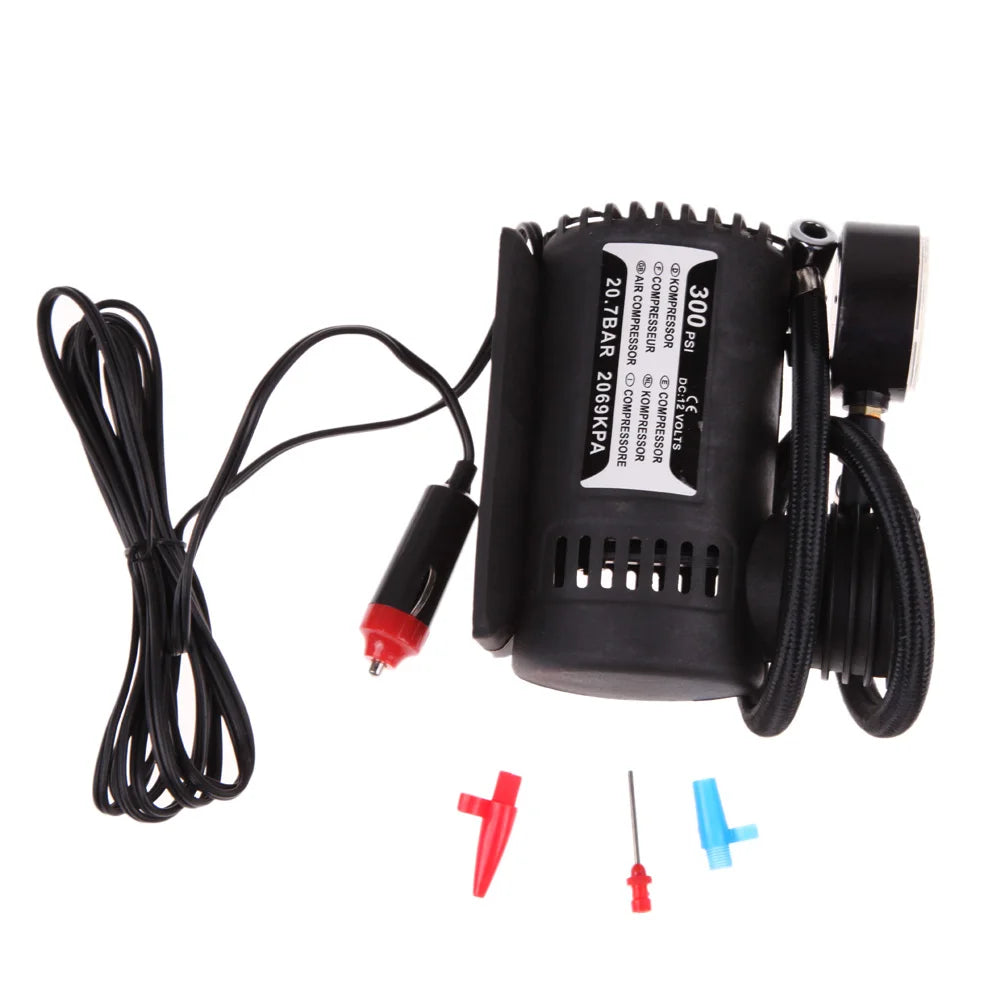 Alloet 12V Portable Tire Inflator With Pressure Gauge For Car And Bike Tires Plus Sports Balls Air Mattresses And More-A
