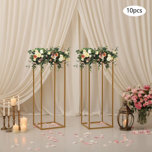 Gold Metal Flower Stand Set Of 10 Tall Geometric Centerpieces For Weddings