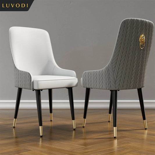 LUVODI Luxury Microfiber Leather Dining Chairs Lion Knocker Set