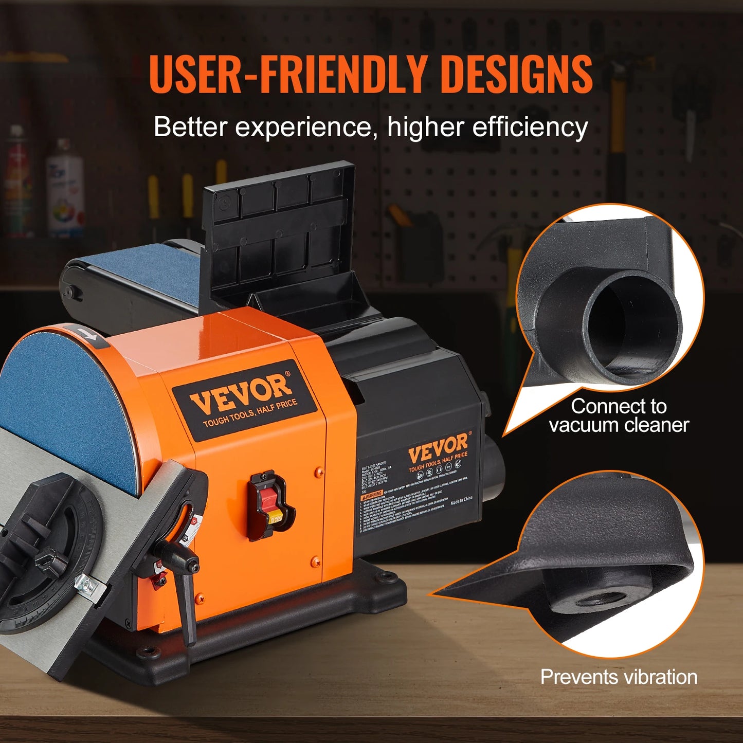 SucceBuy Belt Disc Sander Combo With Induction Motors 3450 RPM For Woodworking And Metal Finishing-A