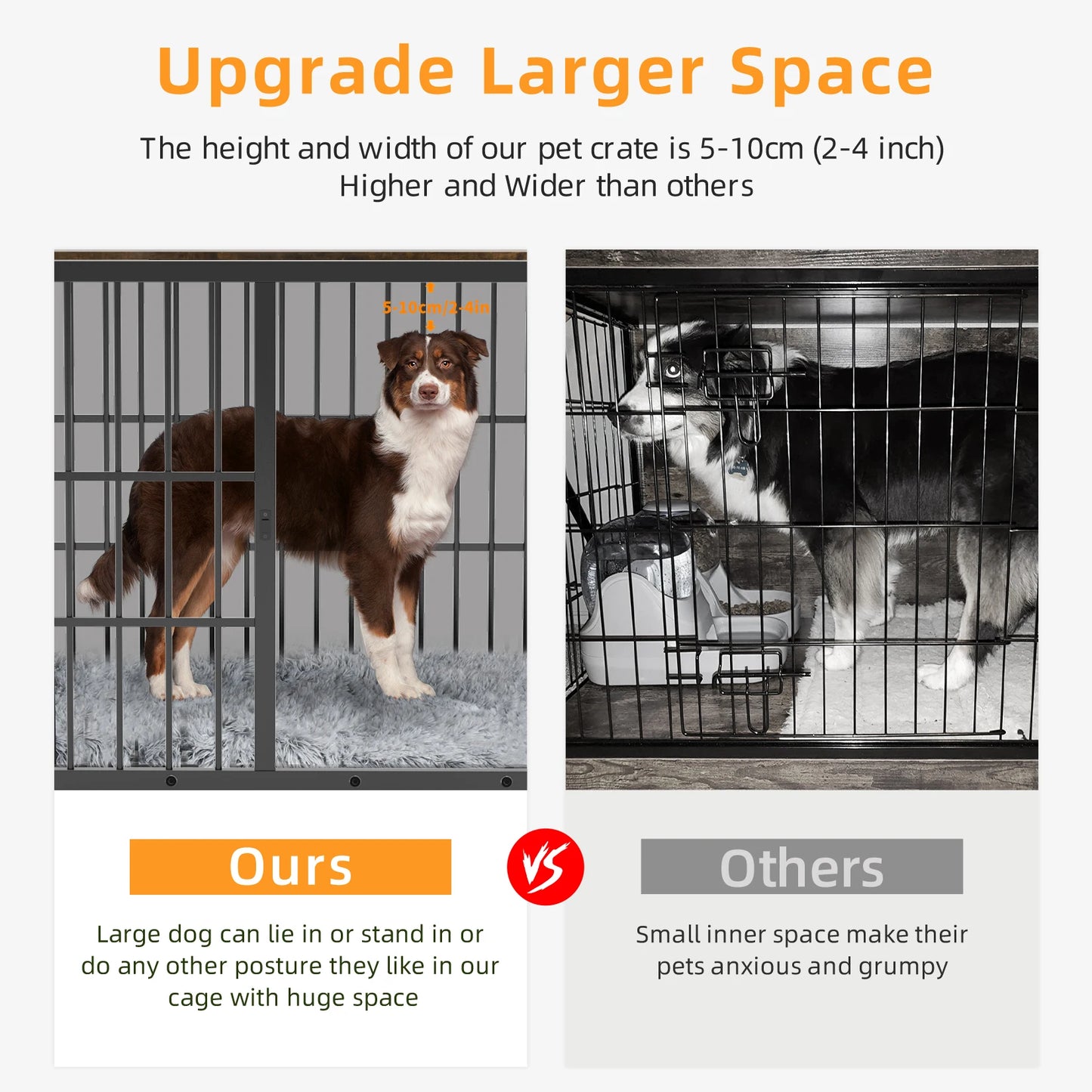 Three Door Dog Crate End Table Kennel With Metal Frame And Solid Wooden Top For Home Use-A