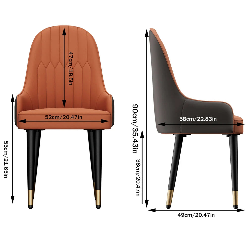 Luvodi Luxury Microfiber Leather Dining Chairs Set A With High Back 43 Cm And Lion Knocker Accent-A