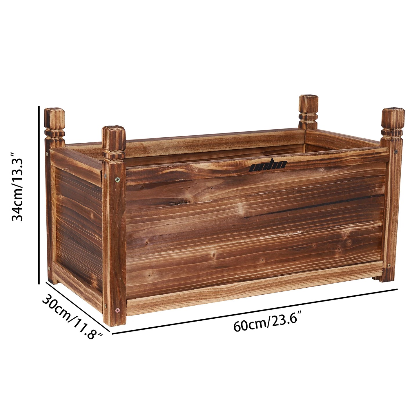 Solid Pine Raised Flower Bed Planter For Indoor And Outdoor Gardens Durable Crack Resistant Carbonized Wood-A