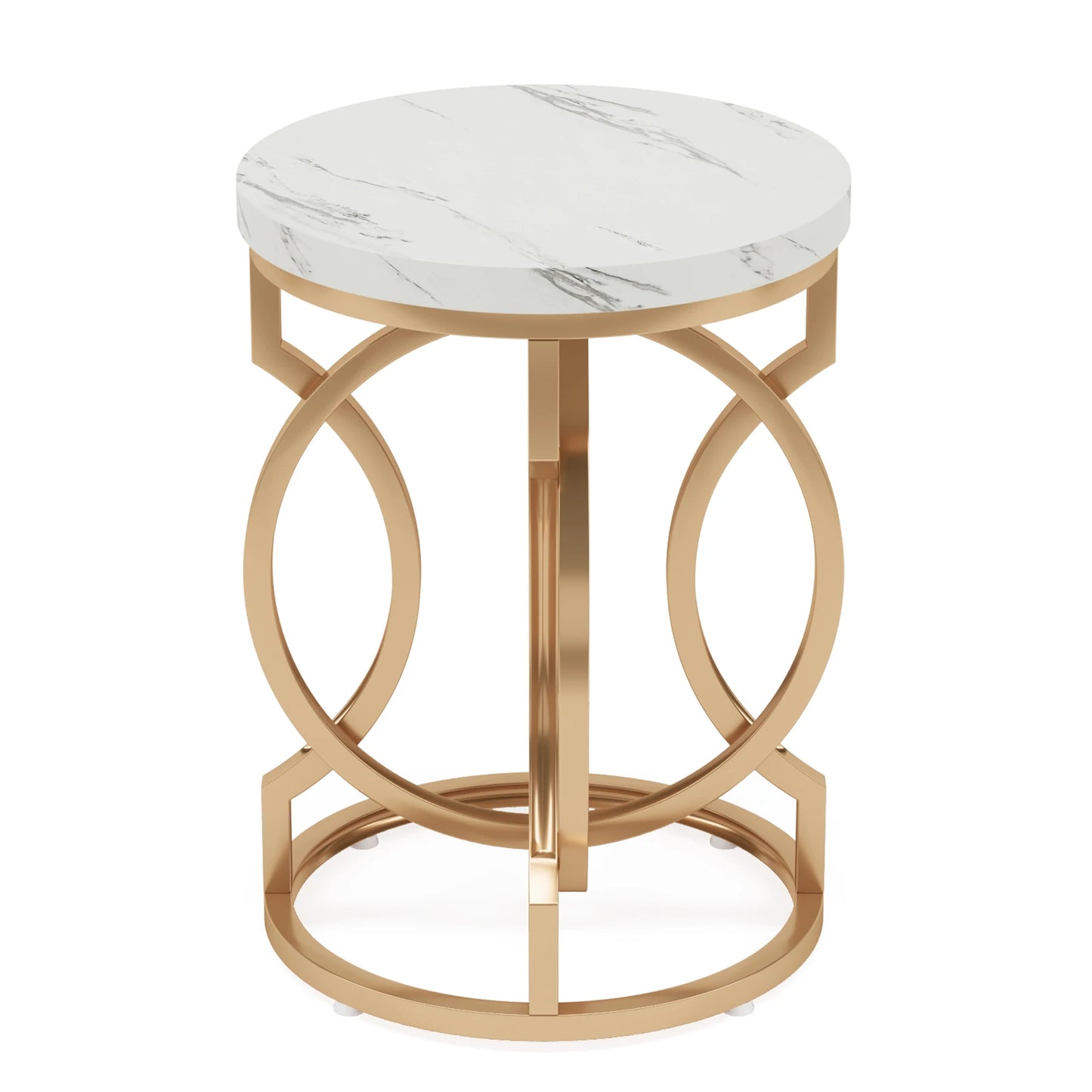Tribesigns Modern Round End Table With Thick Faux Marble Top And Gold O Base Diameter About 19.7 Inches-A