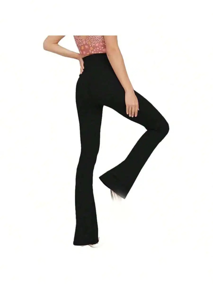 Womens High Waisted Flare Yoga Pants Wide Leg Workout Leggings
