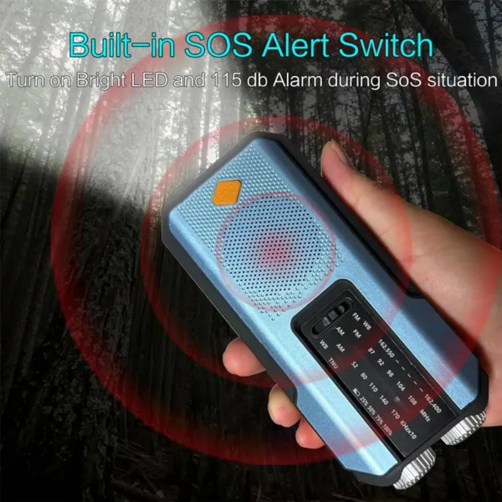 STONEGO Emergency Solar Hand Crank Radio Power Bank with NOAA Weather Alerts