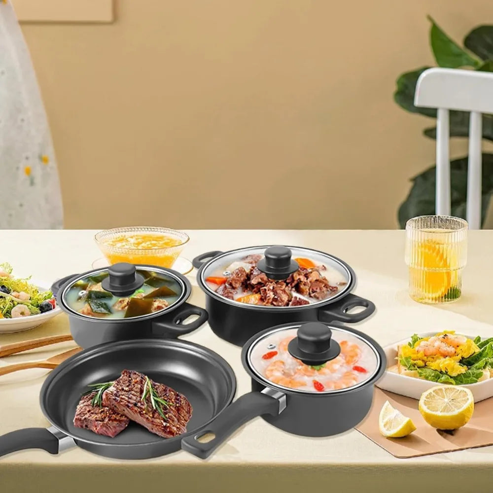 Cobasport 13 Piece Nonstick Cookware Set For Induction Cooker With Iron Core Medical Stone Coating For Even Heat-A