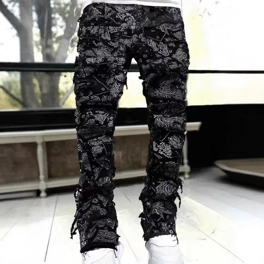 Ayrbao Denim Straight Leg Jeans For Men Comfort Fit Casual