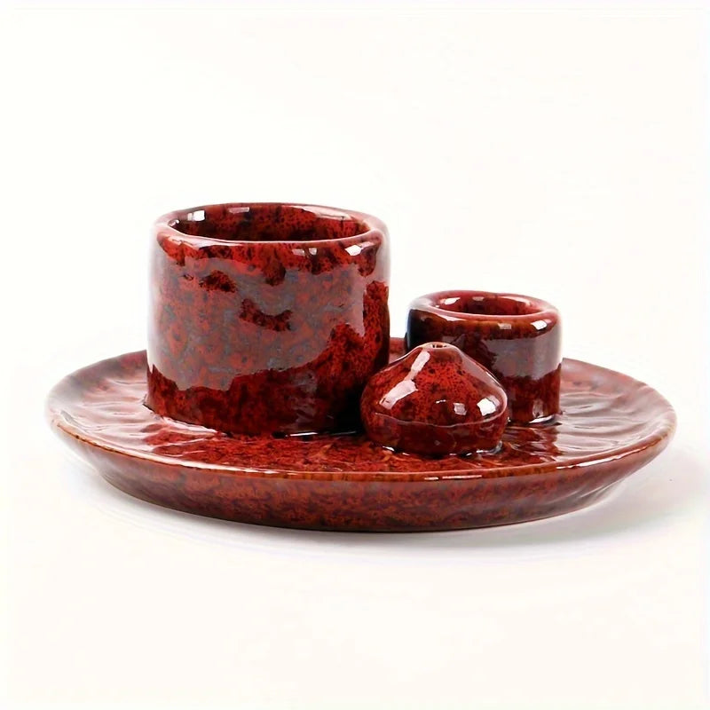 Ceramic Four In One Incense Holder For Yoga Meditation Relaxation Aromatherapy For Mindful Practices-A