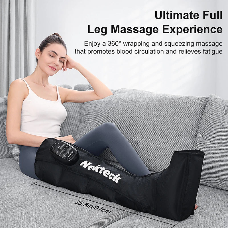 Nekteck Cordless Air Pressure Leg Massager With Four Chamber Foot Boots Kneading And Travel Storage Bag-A