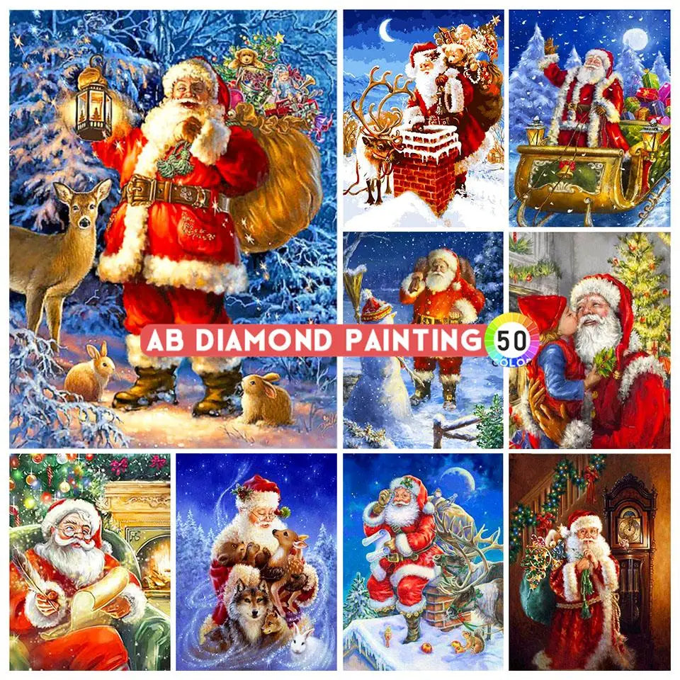 Nianhua 5D Diamond Painting Santa Claus Mosaic Kit Christmas A Full Drill Canvas With Square Or Round Drills-A