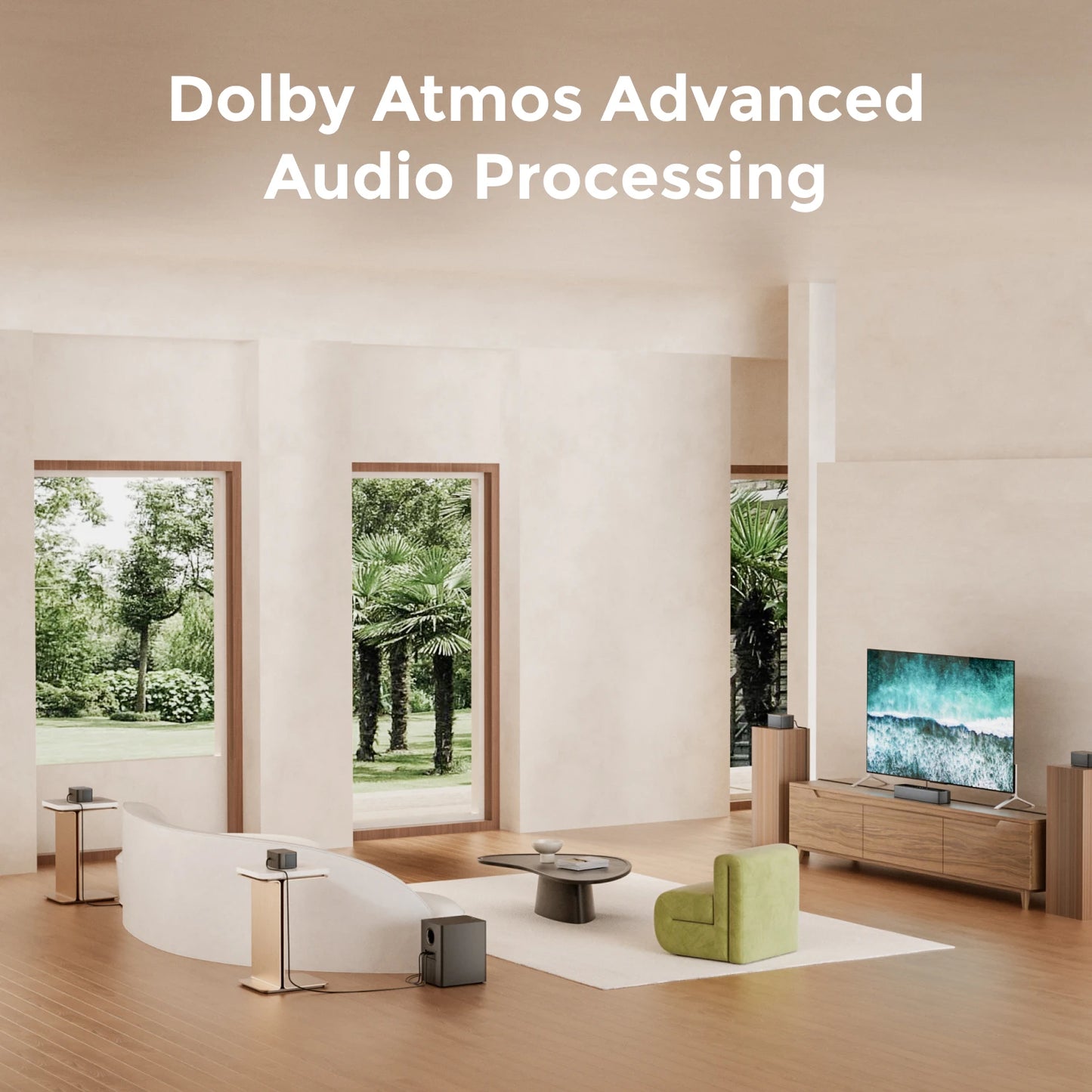 Ultimea Poseidon D80 Seven Point One Channel Dolby Atmos Soundbar With Wireless Subwoofer Immersive Room Filling Audio-A