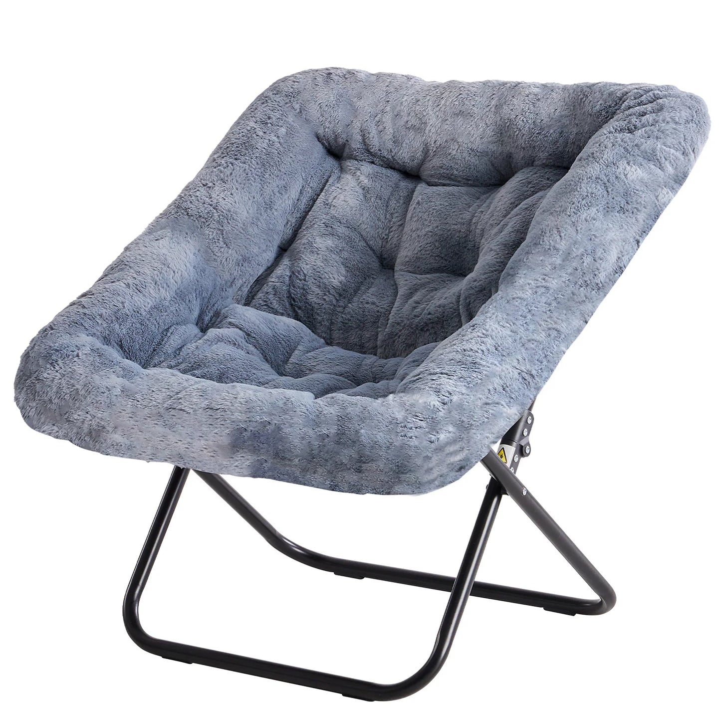 JHK Cozy Saucer Chair With Soft Faux Fur Padded Seat For Lounging Reading And Television Gaming-A