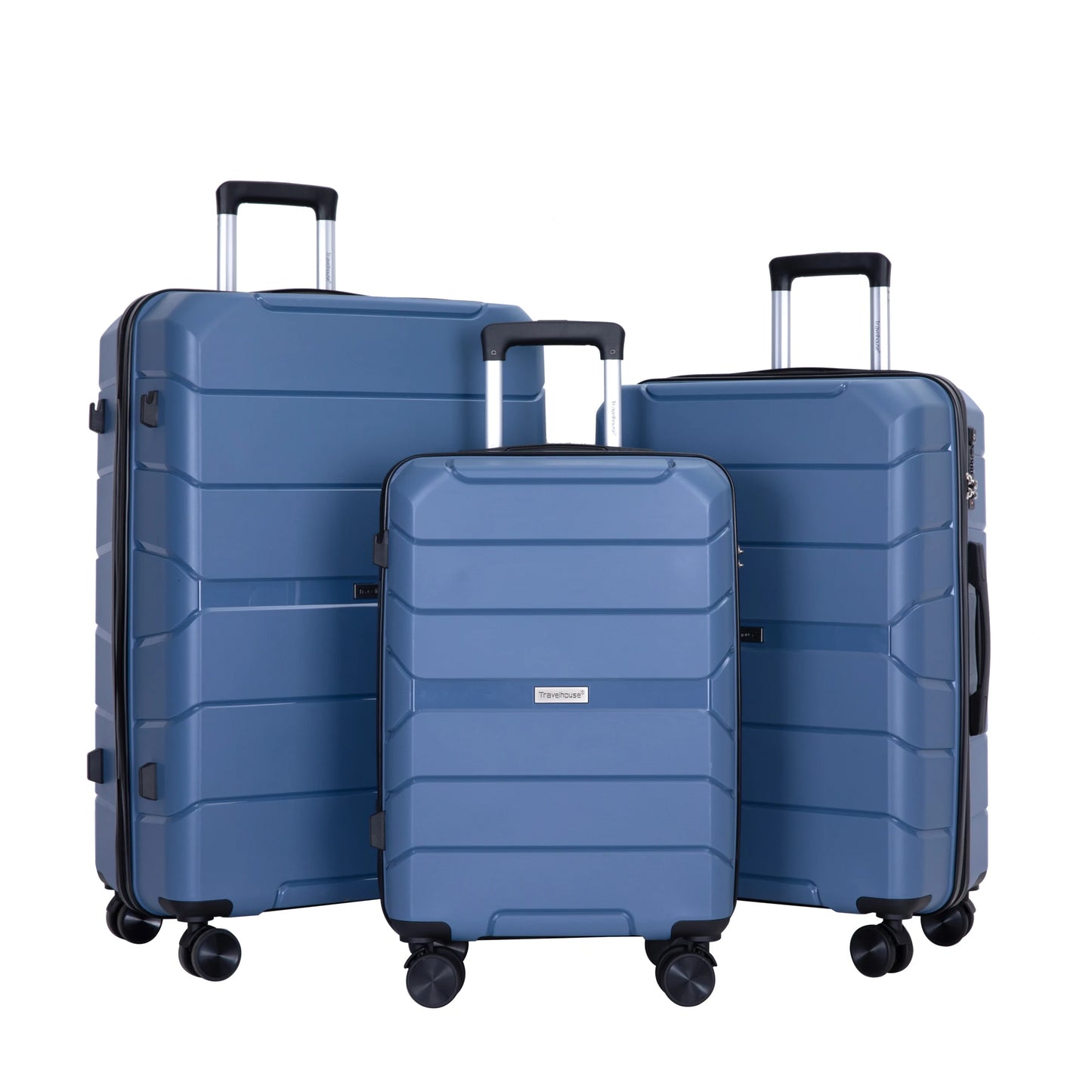 Travelhouse 3 Piece Hardshell Spinner Luggage Set with TSA Lock Durable Lightweight Suitcases for Carry On and Checked-A