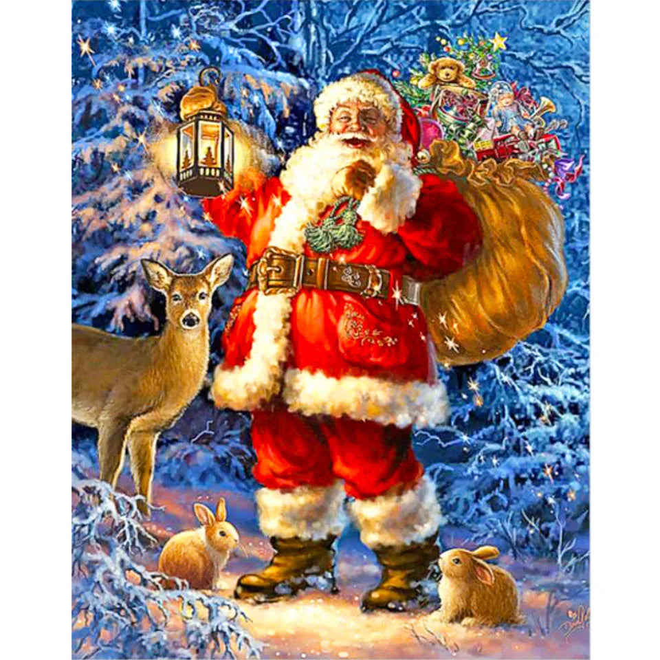 Nianhua 5D Diamond Painting Santa Claus Mosaic Kit Christmas A Full Drill Canvas With Square Or Round Drills-A
