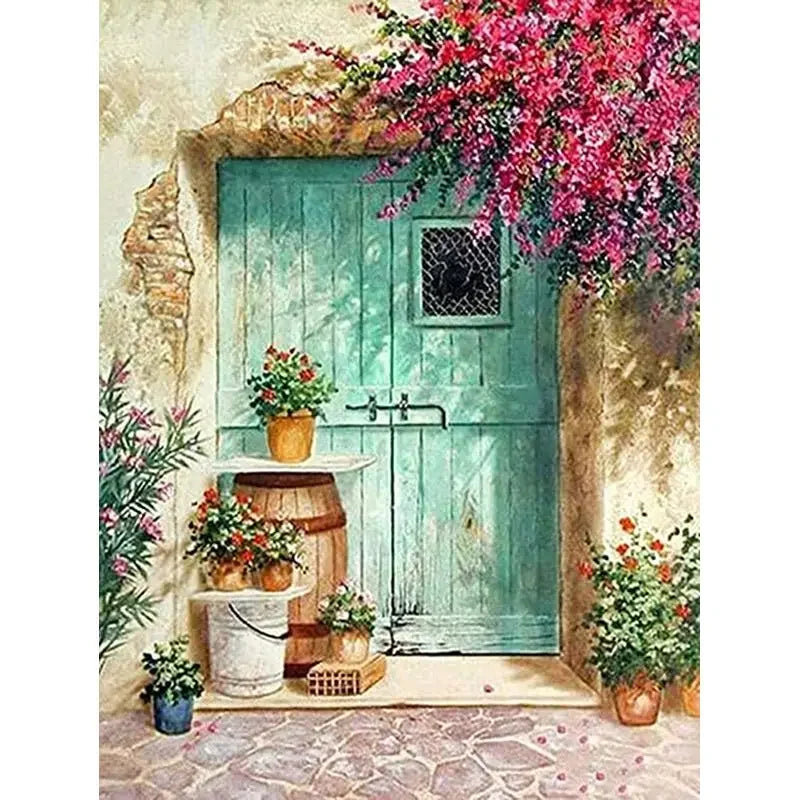 Fairy Dust Resin 5D Diamond Painting Kit Town Full Square Drill Velvet Canvas With Dense Coverage-A