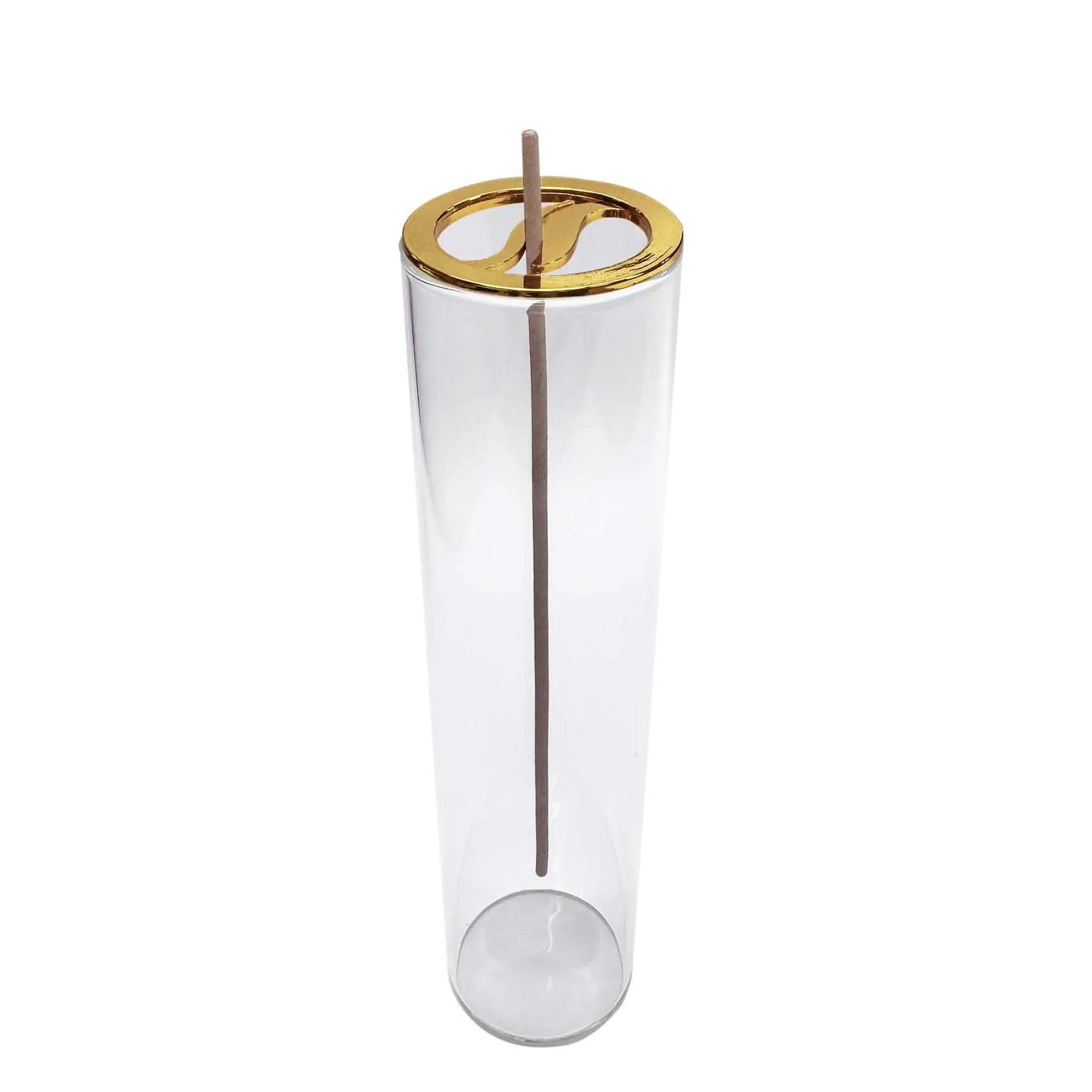 Zen Incense Stick Holder With Glass Ash Catcher Anti Flying Ash Containment Inverted Design-A