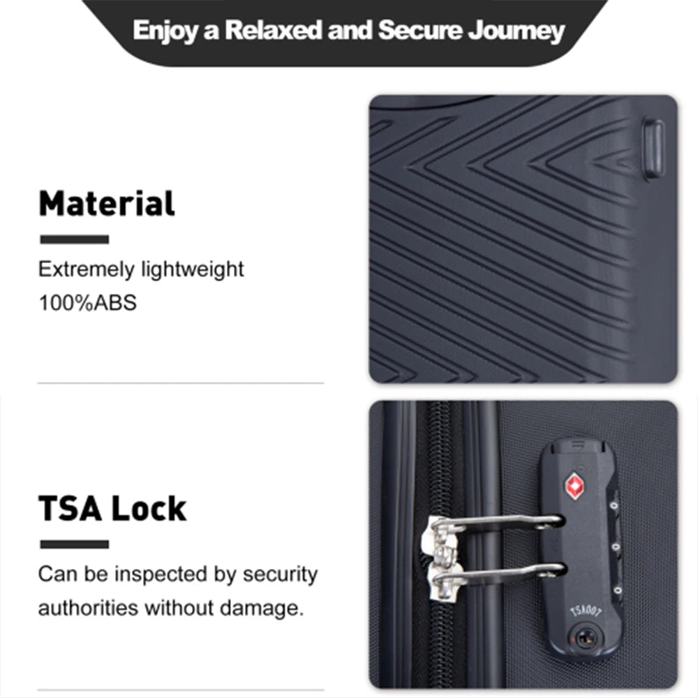 Travelhouse 4 Piece ABS Luggage Set With Spinner Wheels And TSA Locks Hardside Waterproof Suitcases-A