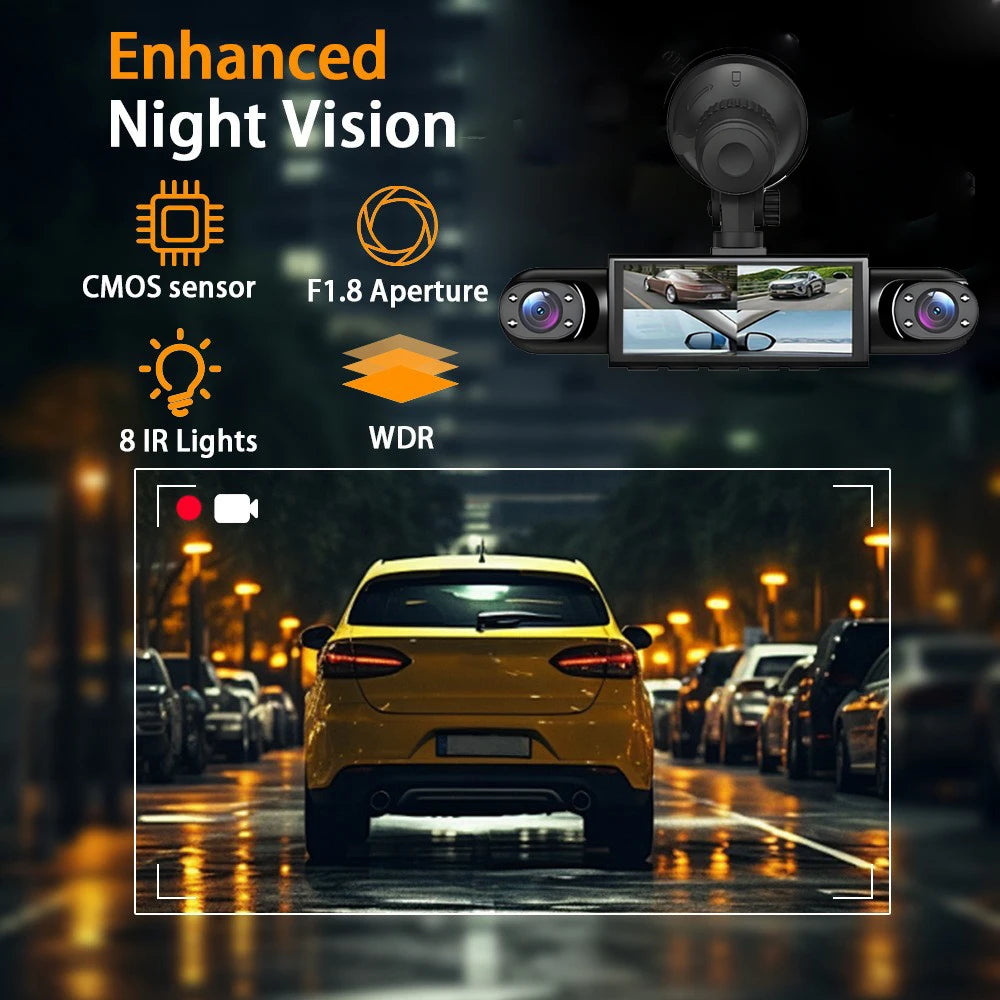 4 Channel Dash Cam 360 Degree 1080P Car Video Recorder With Night Vision Quad View And Reversing Assist-A