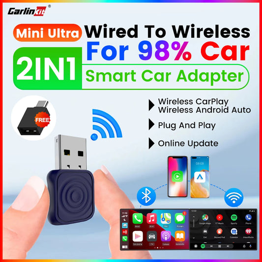 Carlinkit Mini Ultra Wireless CarPlay Android Auto Adapter
