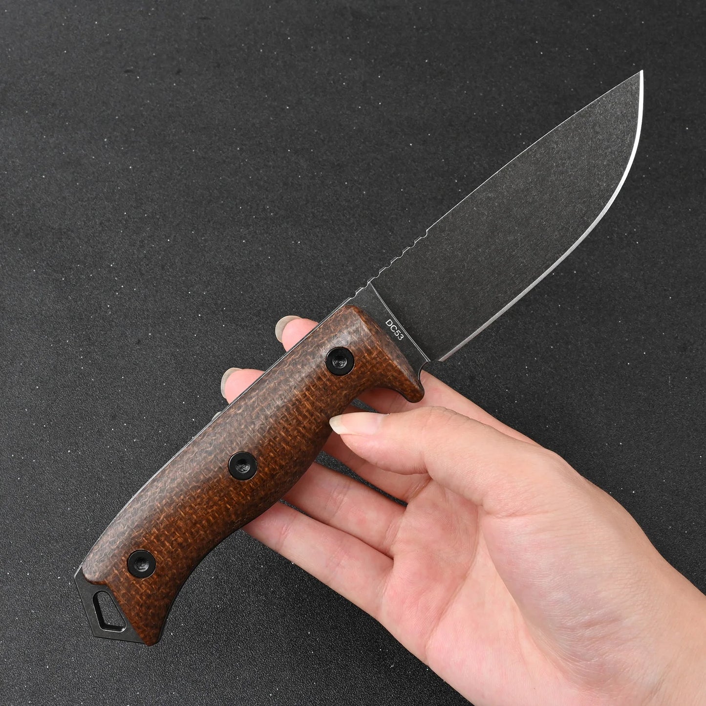 DC53 Steel EDC Utility Knife With Micarta Handle And Kydex Sheath For Everyday Carry And Precision Cutting Model A-A