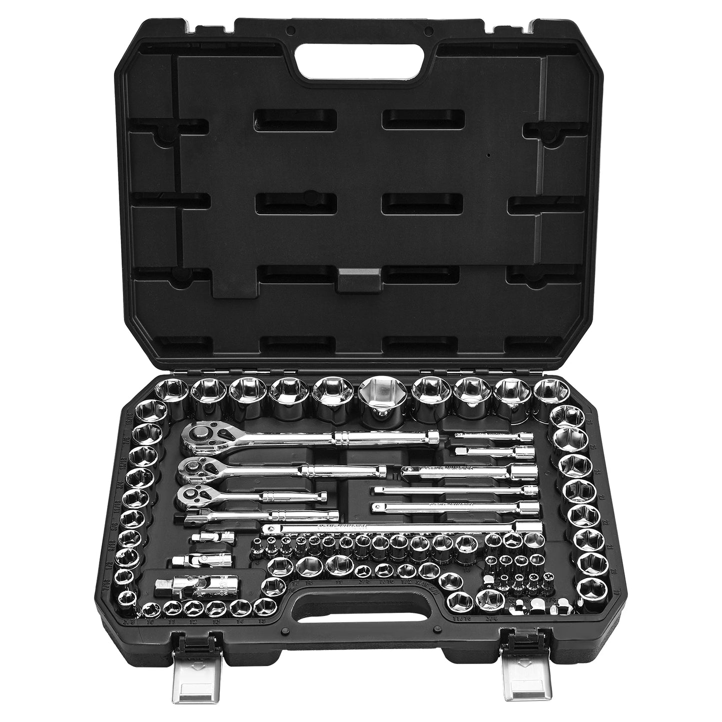 SucceBuy 86 Piece Socket Set SAE and Metric with Ratchet Wrench High Torque 6 Point CRV Alloy Steel-A