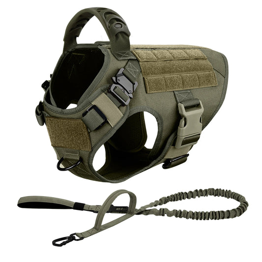PETRAVEL Tactical Dog Harness Leash Set For Large Dogs No Pull