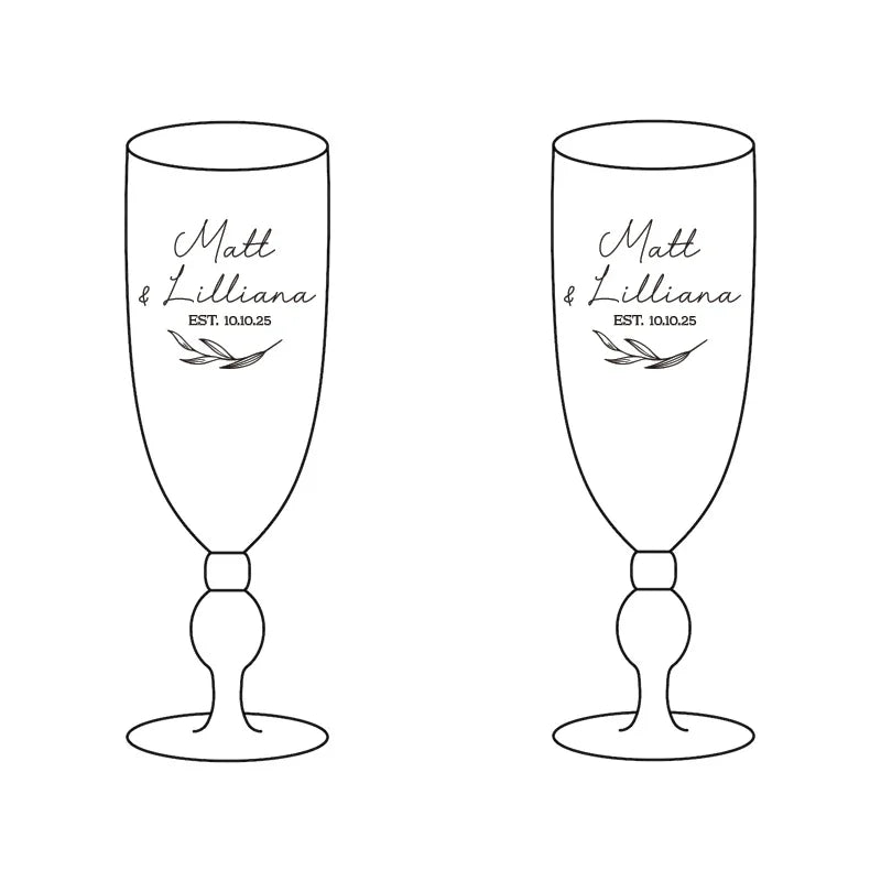 Personalized Wedding Champagne Flutes Set Of 2 With Custom Laser Engraving Gift For Bride And Groom-A