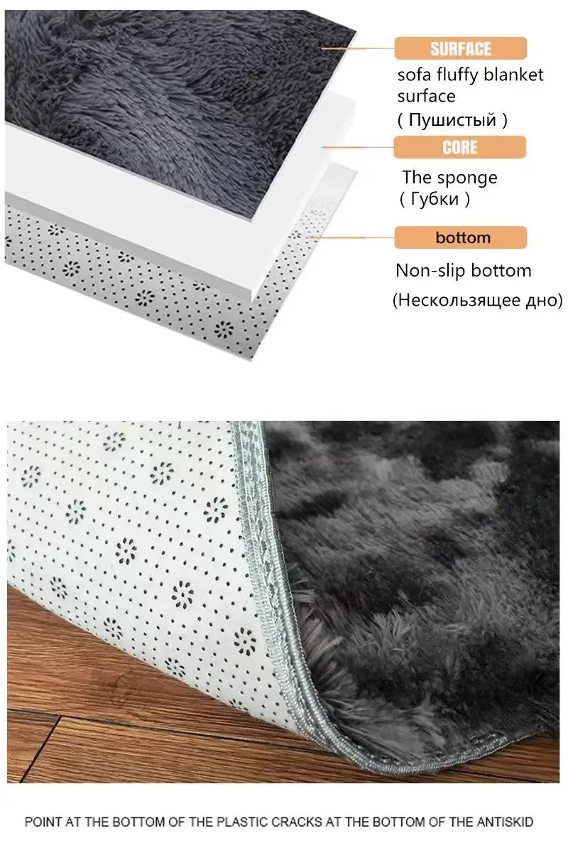 Rakks Tie Dye Silk Plush Geometric Living Room Rug 100 Percent Polyester Pile Ultra Soft-A