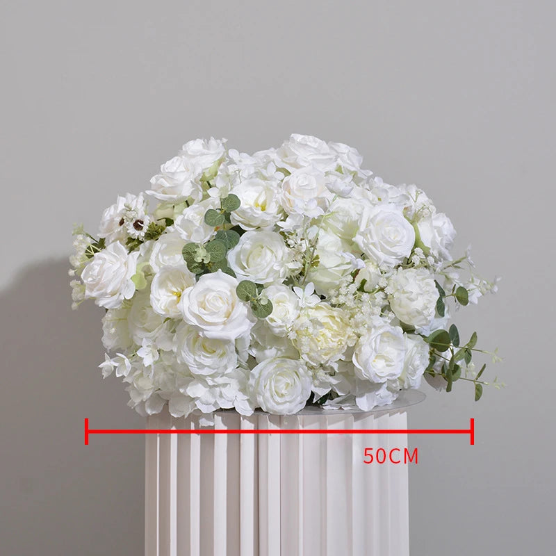 Silk Artificial Embroidered Rose Ball for Wedding Decor 40 to 80 cm Diameter Centerpieces Arches-A