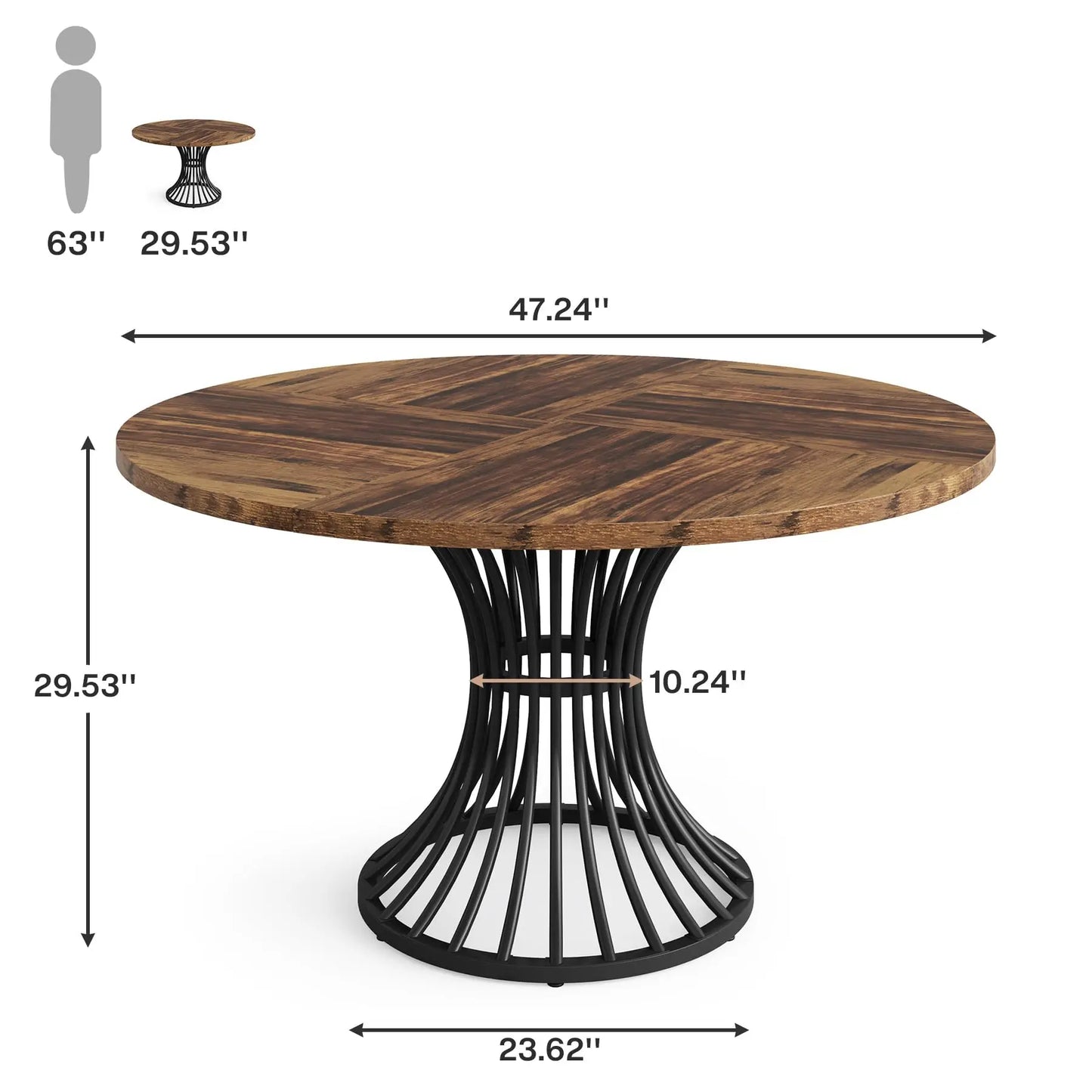 Tribesigns Round Dining Table Farmhouse Style For Dining Room With Scandinavian Inspired Curves Durable Everyday Use-A