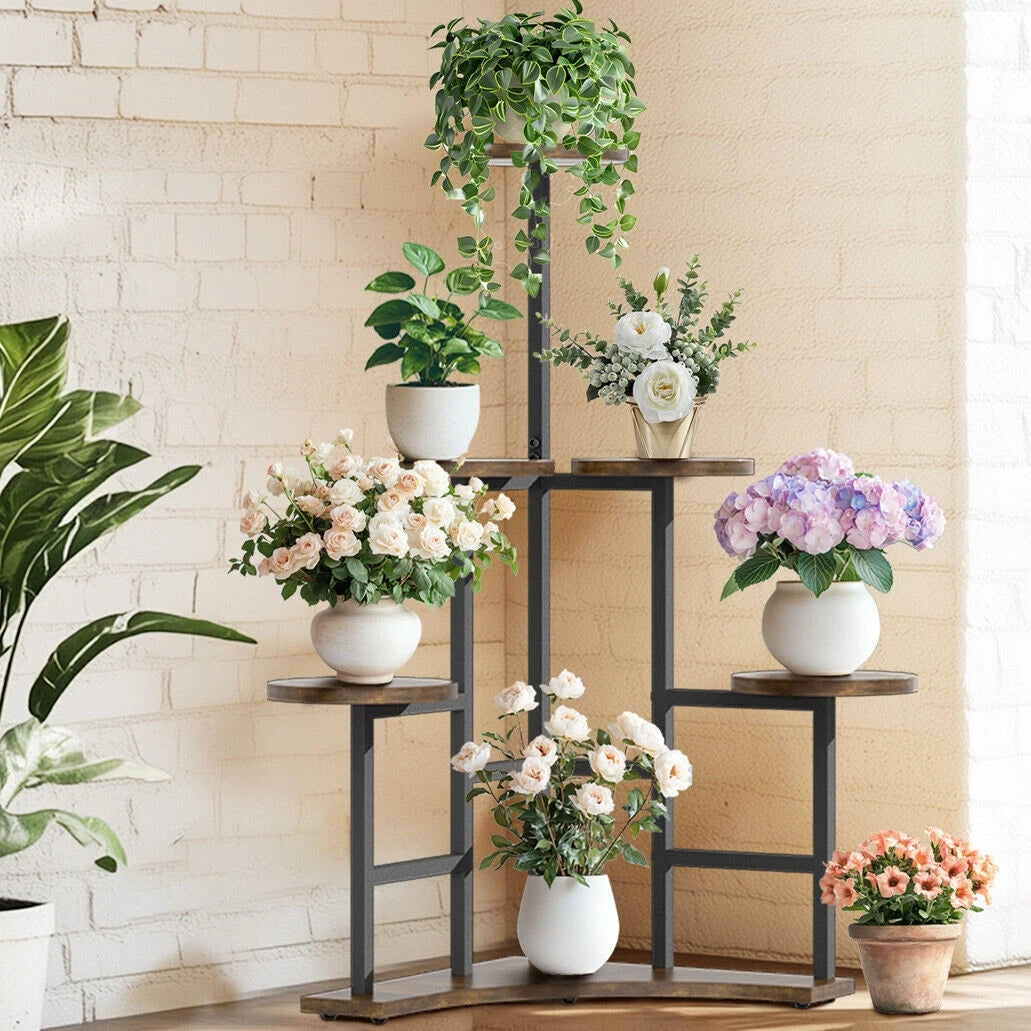 Wisfor Corner Plant Stand Indoor 6 Tiered Plant Shelf Flower Stand Tall Multi Pot Holder Rack Planter Organizer-A