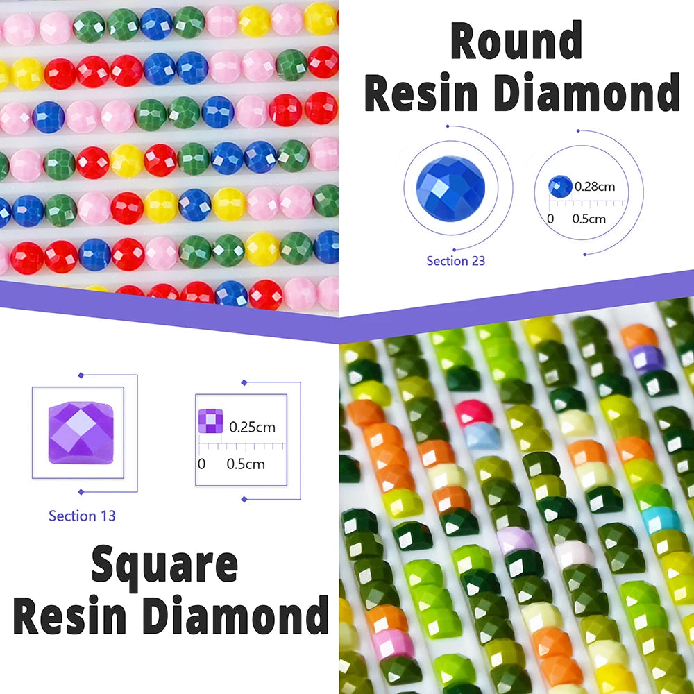 Potdemiel Resin AB Fairy Dust 5D Diamond Painting Kit A Light Up Full Drill Canvas With Color Shifting Sparkle-A