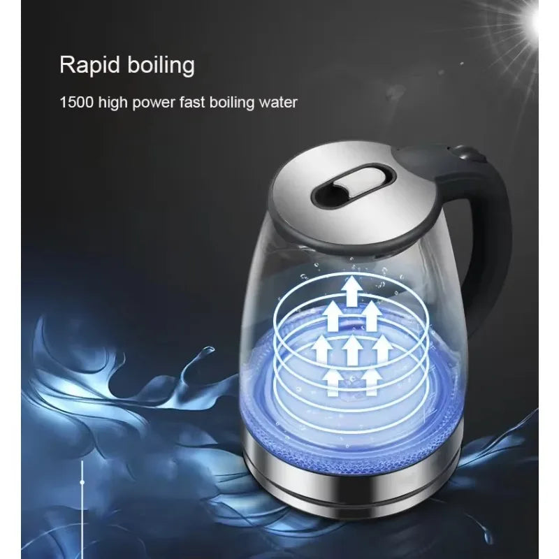 Diamri Cordless Glass Kettle 2L With LED Indicator Whisper Quiet Boil Borosilicate Glass Water Kettle-A