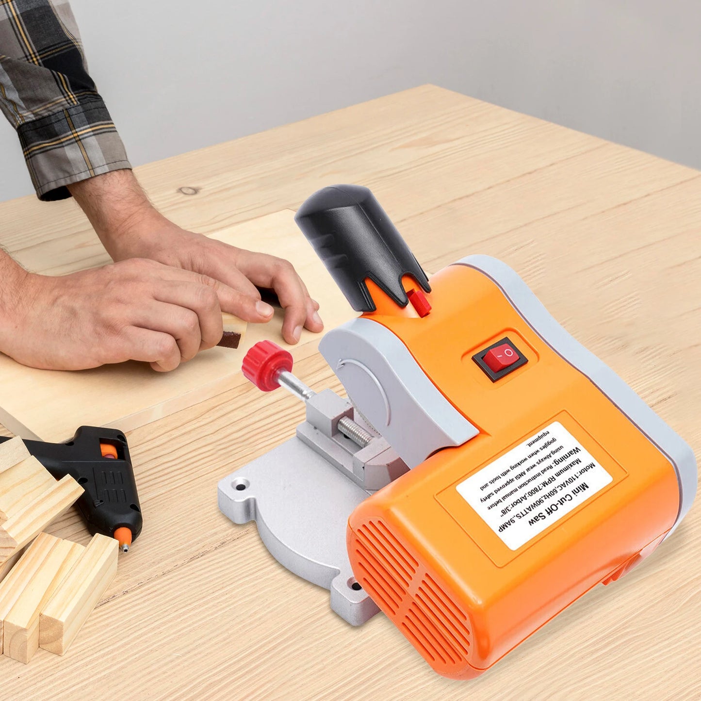 90W Mini Cut Off Saw Benchtop 110V 7800RPM For Metal Cutting With 1.97 Inch 100T Blade-A