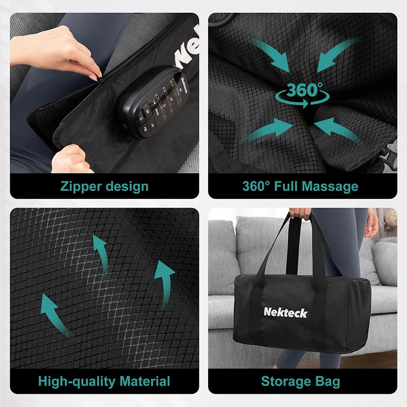Nekteck Cordless Air Pressure Leg Massager With Four Chamber Foot Boots Kneading And Travel Storage Bag-A