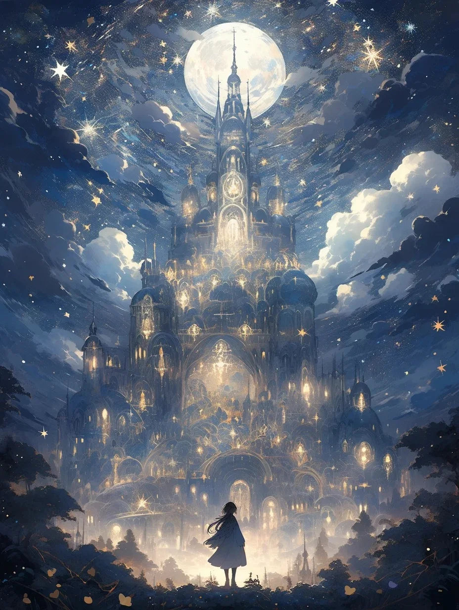 Potdemiel Fairy Dust DIY 5D Diamond Painting Dream Castle Mosaic Full Drill Square Or Round Diamonds-A