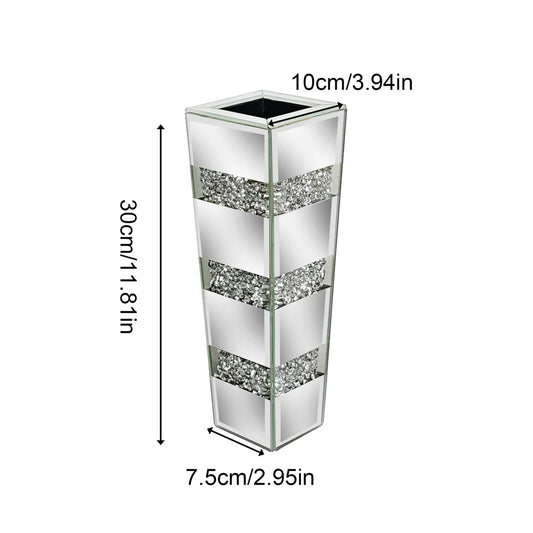 Modern Floor Vase With Crystal Glass Mirrored Stand For Floral Arrangements