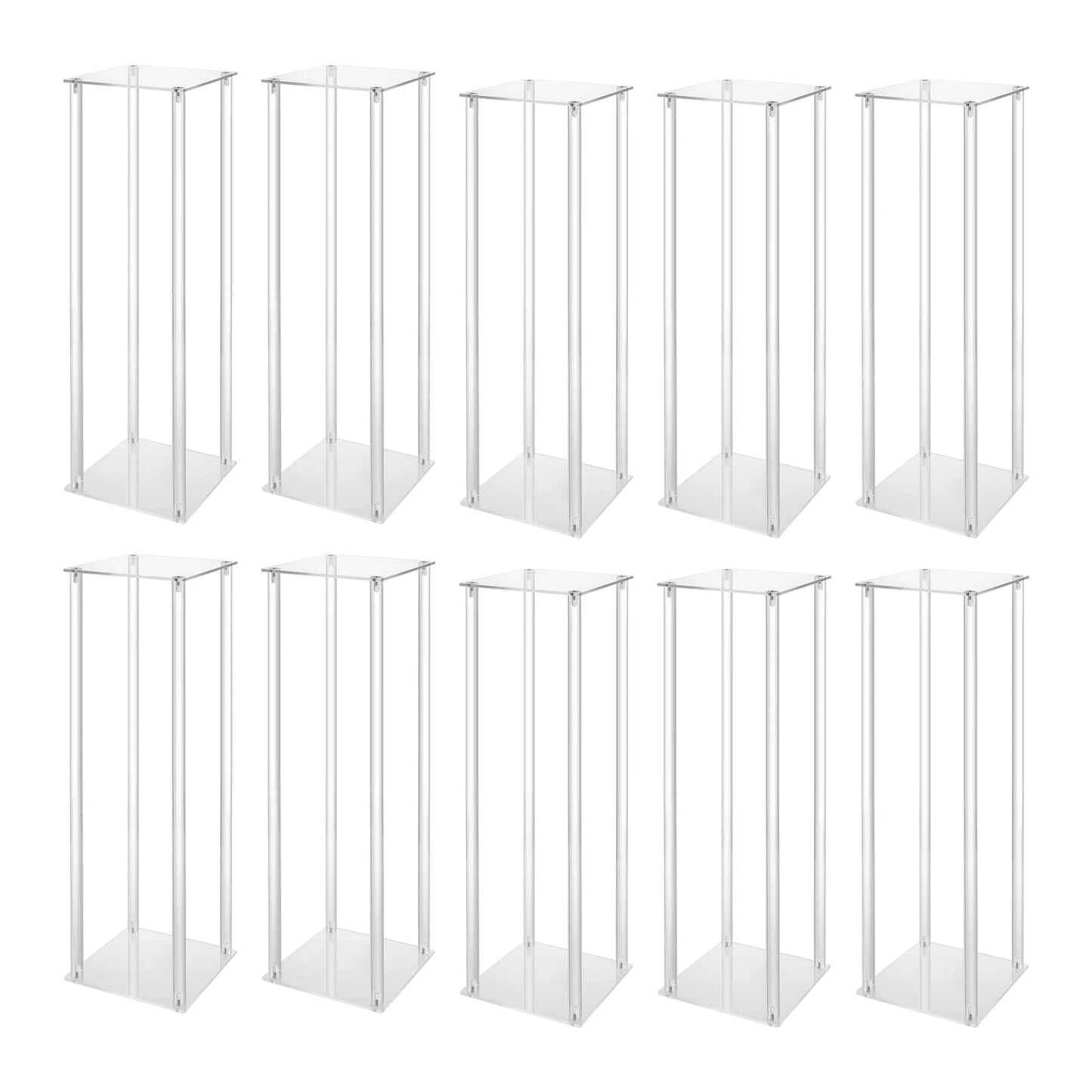 Clear Acrylic Flower Display Stand Set 10 Pieces Geometric Centerpieces for Weddings and Events-A