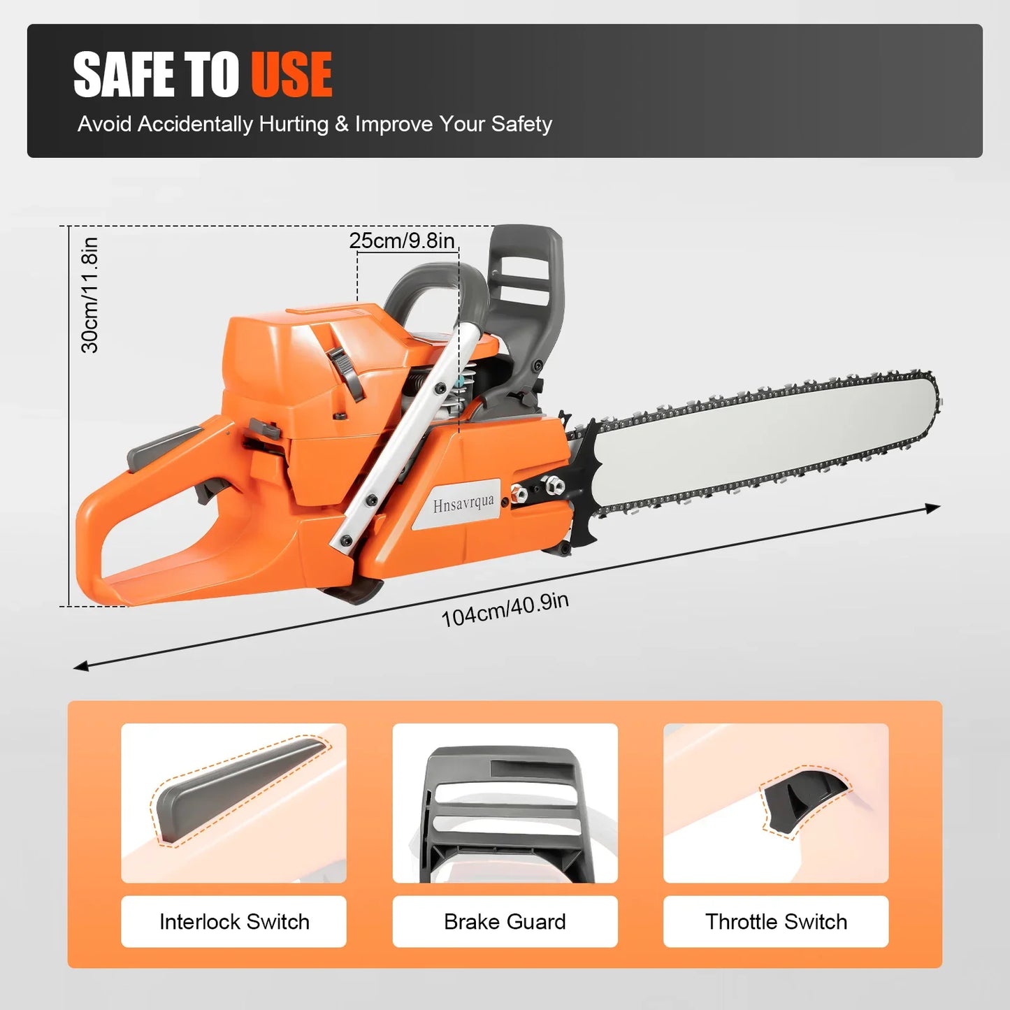 Cheuraivee Gas Powered Chainsaw With Two Stroke Engine Handheld Wood Cutting Tool-A