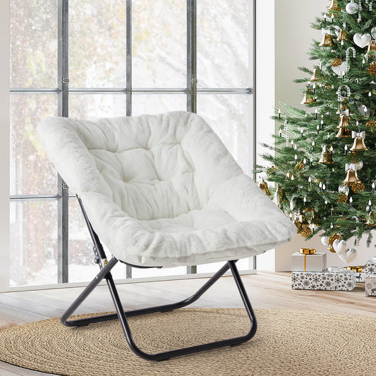 JHK Cozy Saucer Chair With Soft Faux Fur Padded Seat