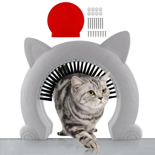 ABS Pet Door Gate With Brush For Cat And Dog Training