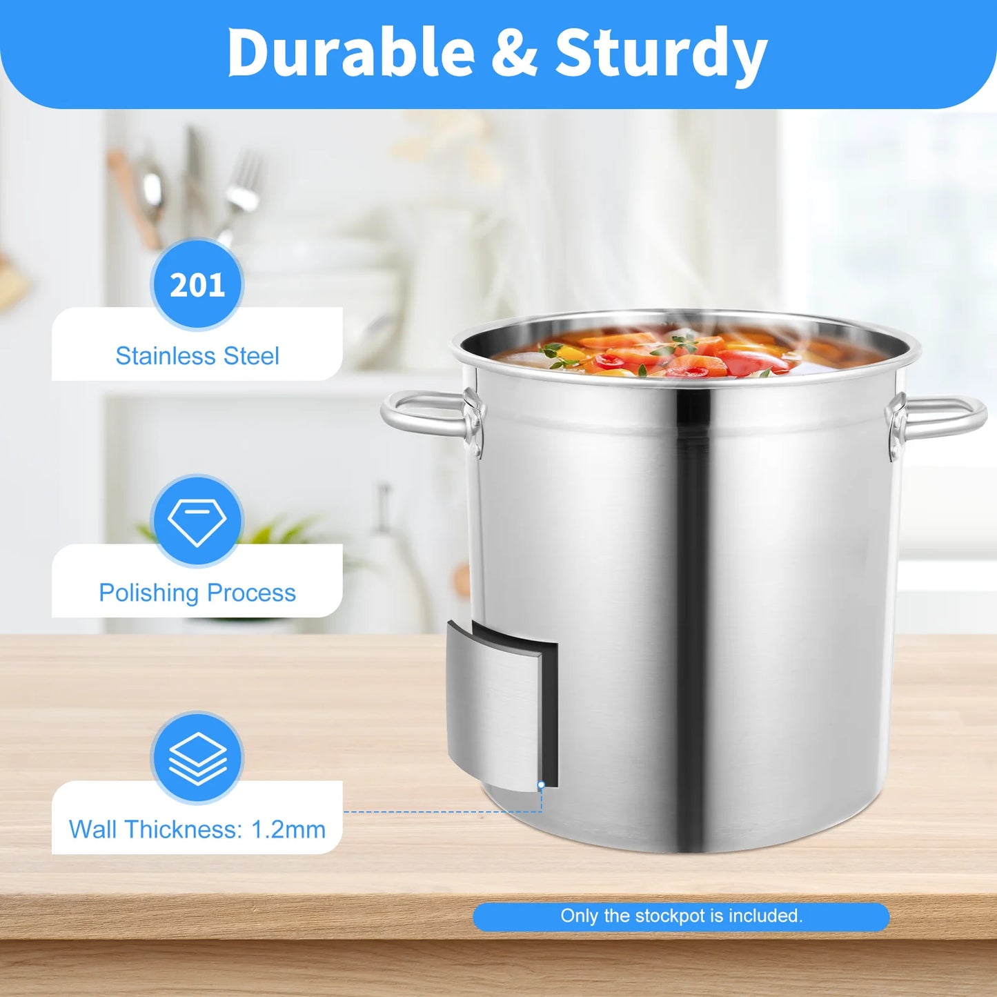 Stainless Steel Soup Pot With Lid And Handles Induction Compatible