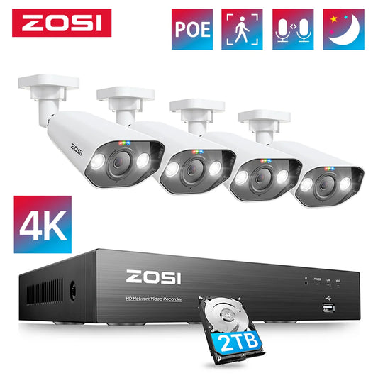 ZOSI 8CH POE Surveillance Kit With 4K Outdoor IP Cameras