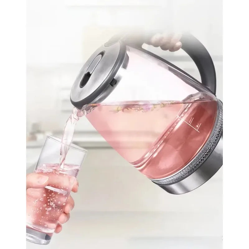 Diamri Cordless Glass Kettle 2L With LED Indicator Whisper Quiet Boil Borosilicate Glass Water Kettle-A