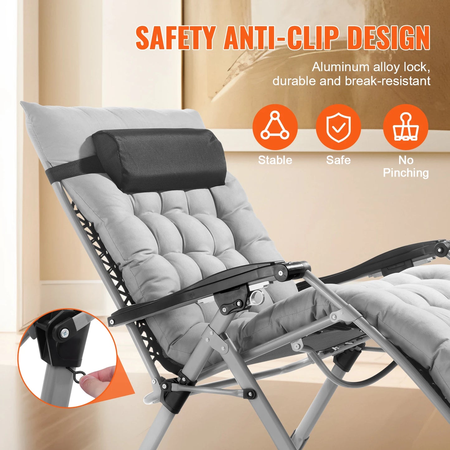 SucceBuy Zero Gravity Recliner With Adjustable Footrest And Cup Holder Outdoor Folding Lounge 500 Pound Capacity-A