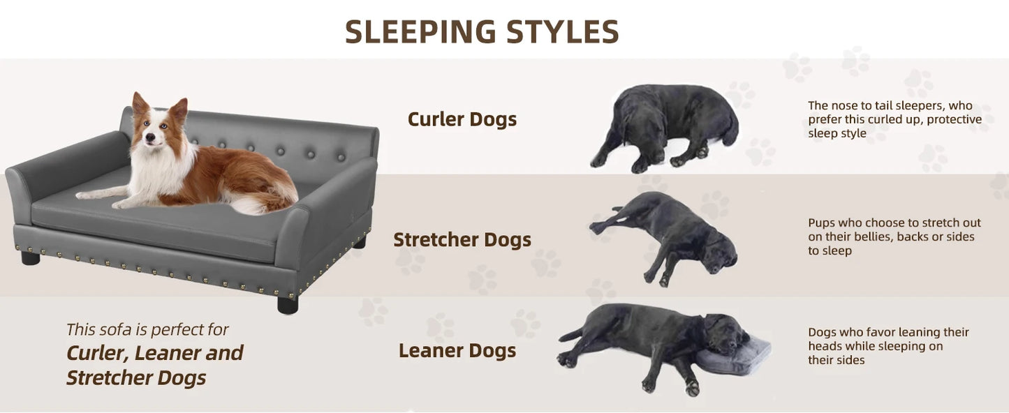 Bingopaw Rectangle Elevated Dog Bed And Sofa For Medium And Large Dogs Cushioned Support And Modern Design-A